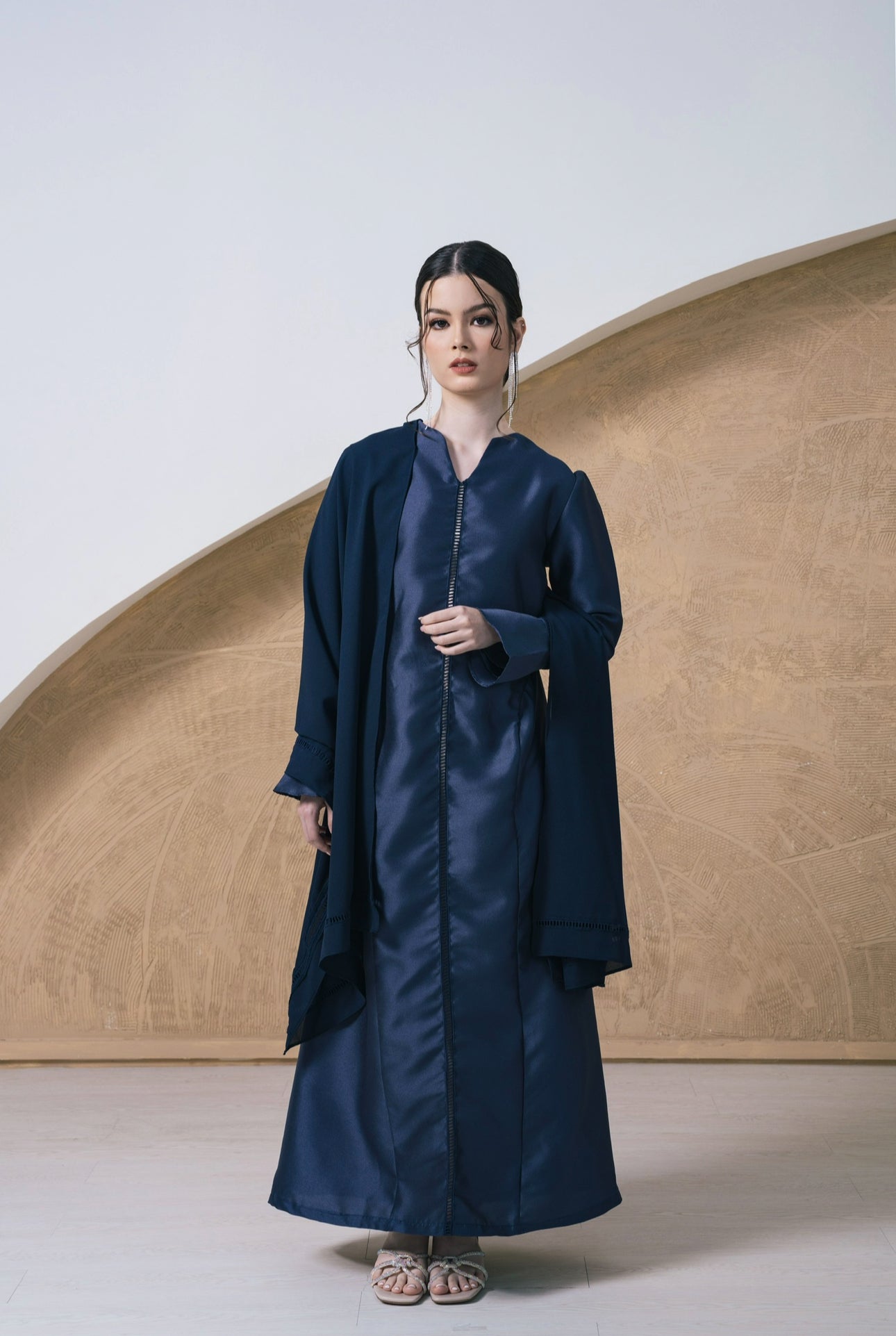 Alaia Dress & Shawl Set - Midnight