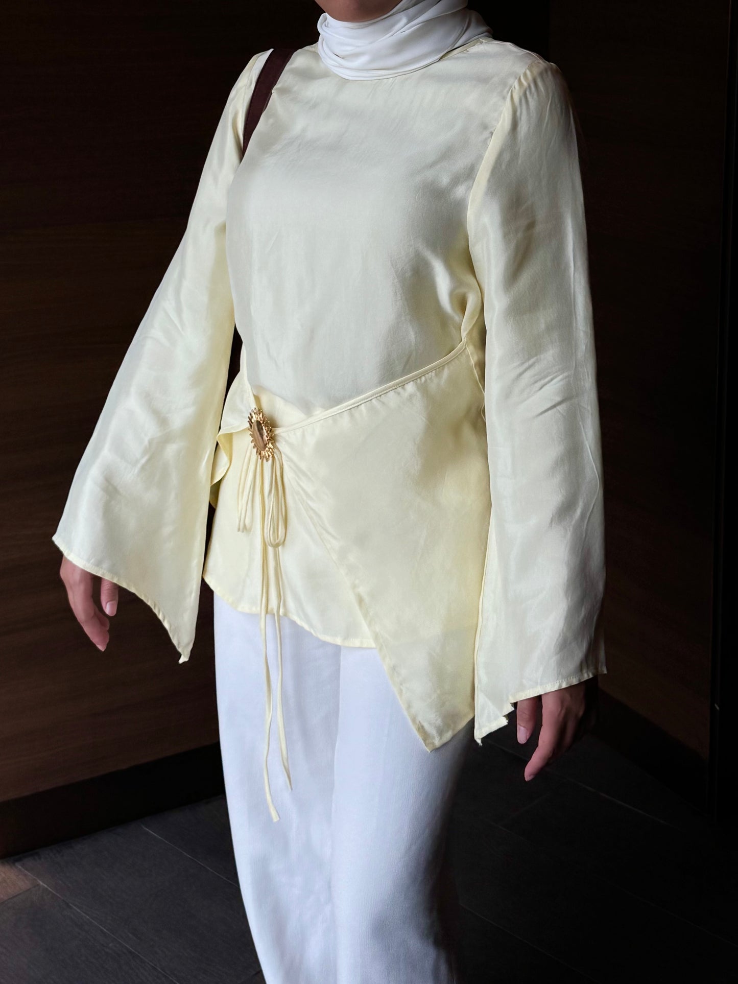 Solene Tie Waist Top - Butter