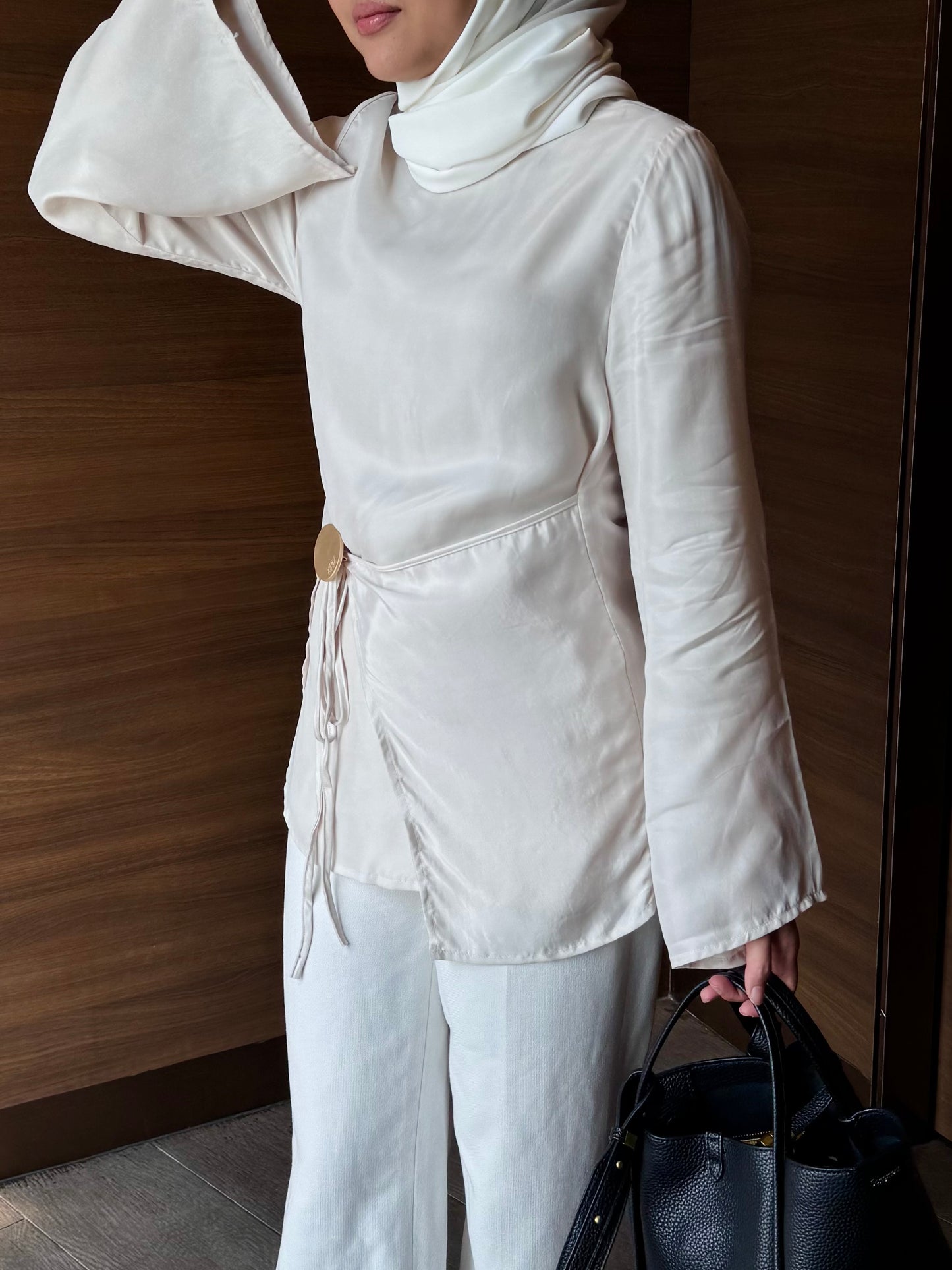 Solene Tie Waist Top - Ivory