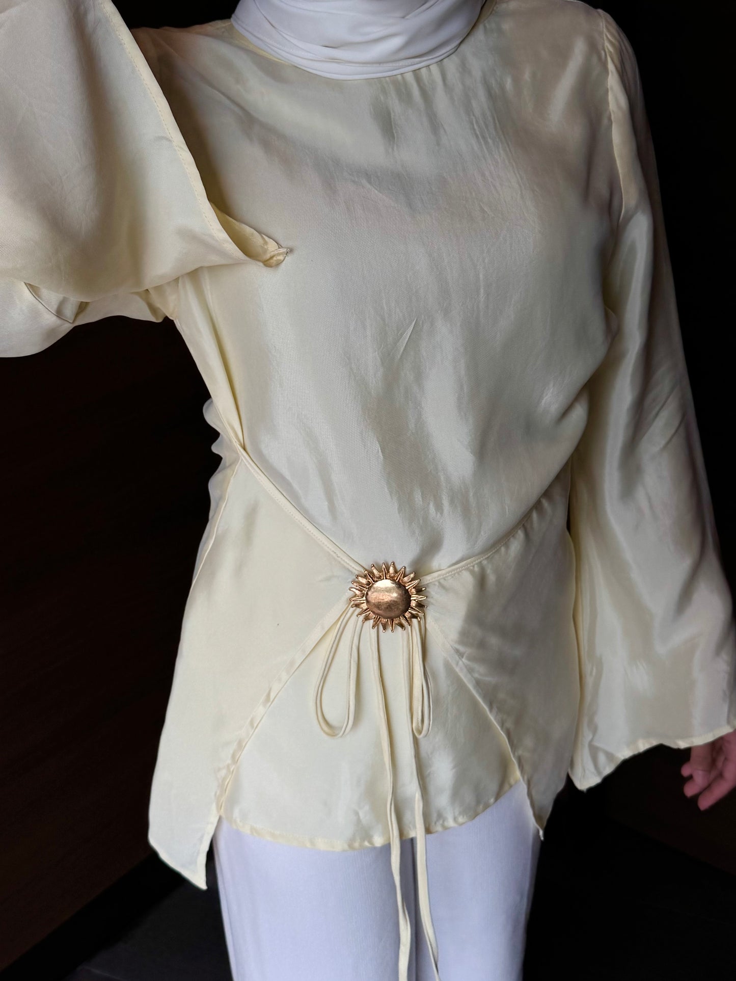 Solene Tie Waist Top - Butter