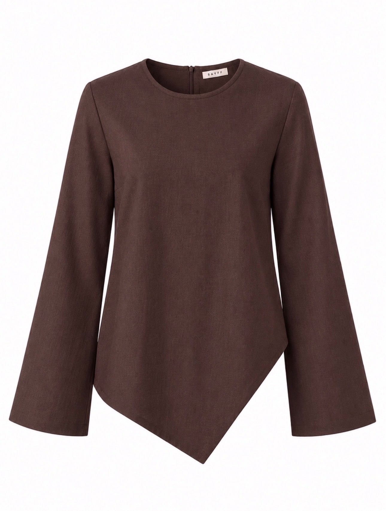 GAIA ANGLED HEM TOP - HICKORY