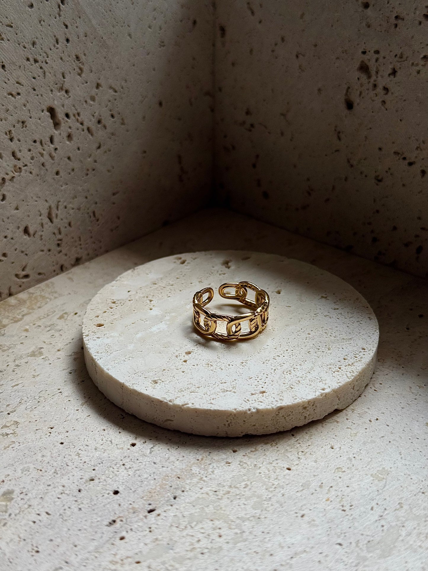 FLAT CHAIN RING - GOLD