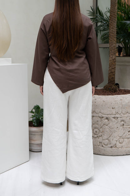 GAIA ANGLED HEM TOP - HICKORY