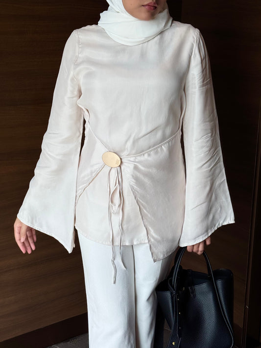 Solene Tie Waist Top - Ivory