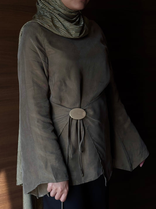 Solene Tie Waist Top - Thyme