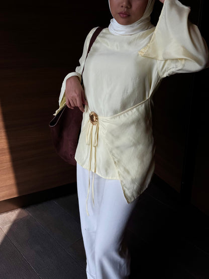 Solene Tie Waist Top - Butter
