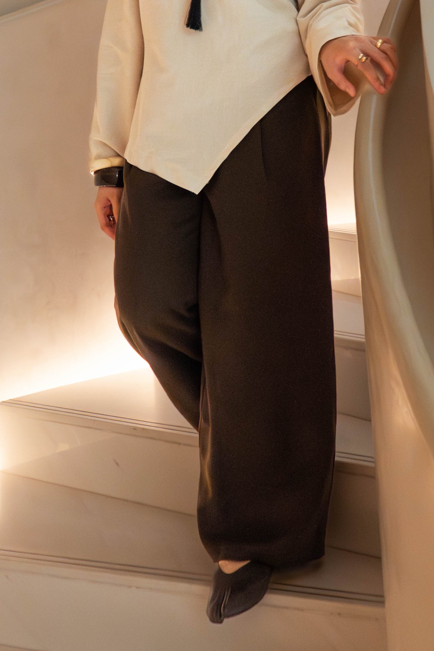 ELIO PLEATED TROUSERS - SABLE