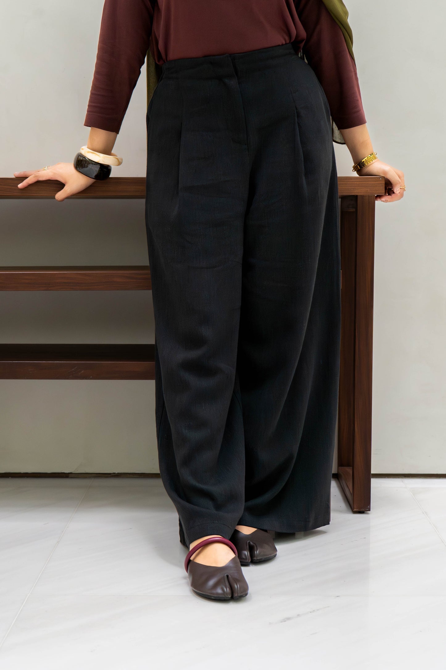 ELIO PLEATED TROUSERS - NOIR