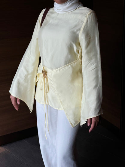 Solene Tie Waist Top - Butter
