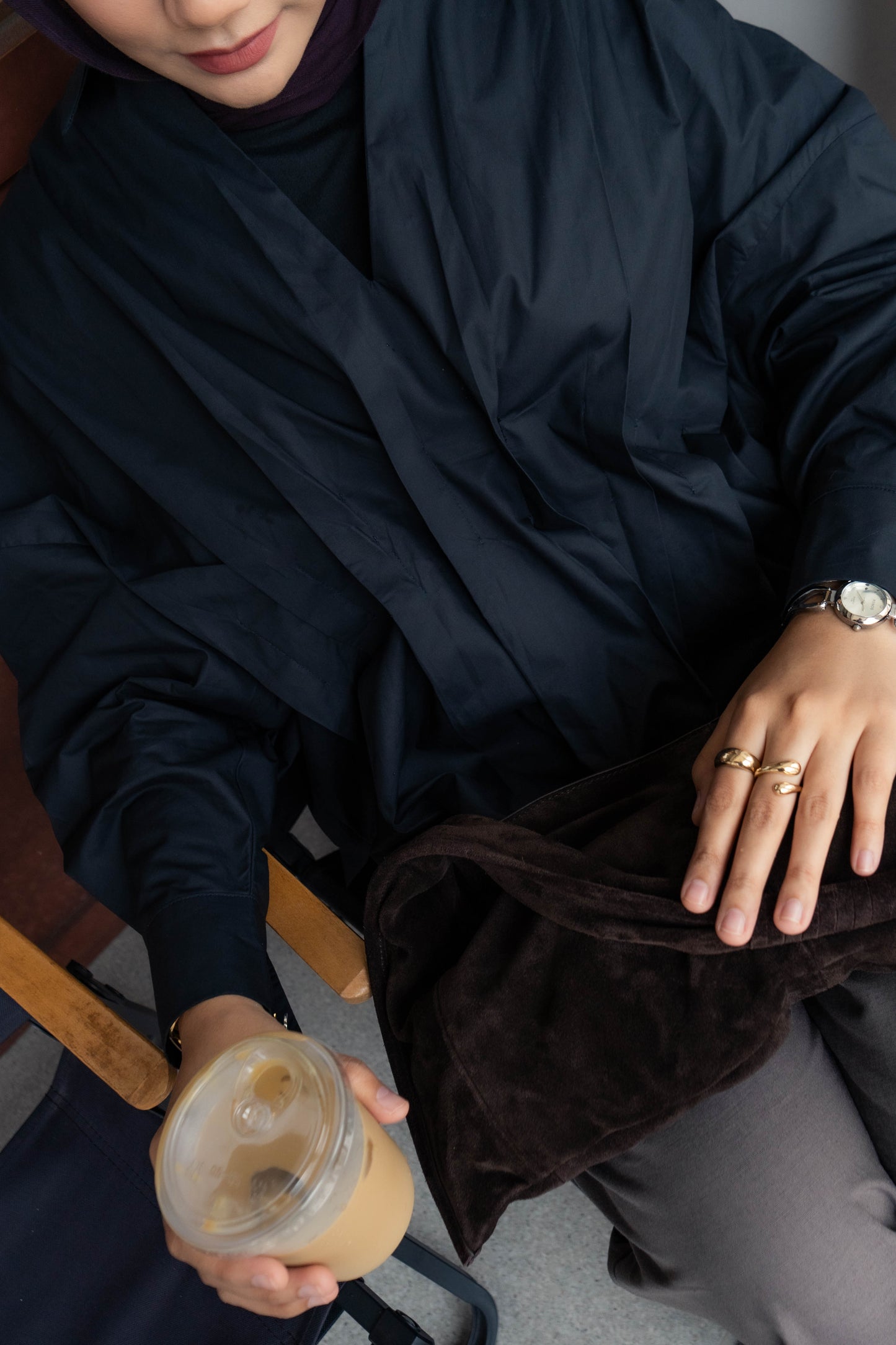 Riley Oversized Pleated Shirt - Raven