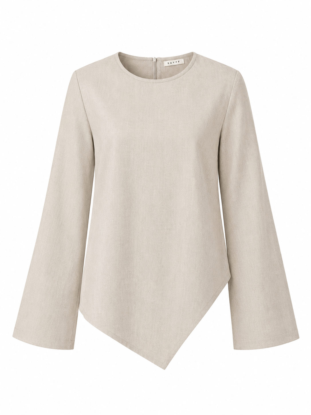 GAIA ANGLED HEM TOP - LINEN