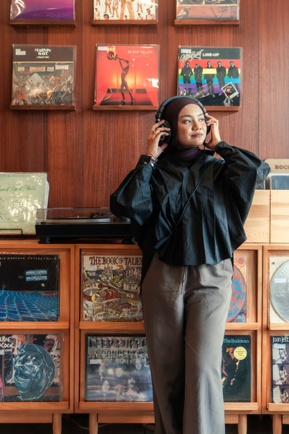 Riley Oversized Pleated Shirt - Raven