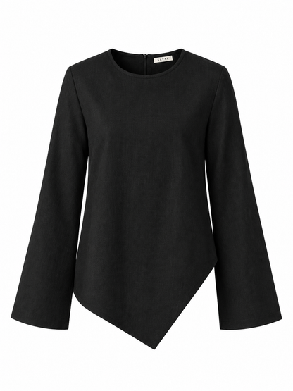 GAIA ANGLED HEM TOP - NOIR
