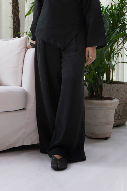 ELIO PLEATED TROUSERS - NOIR