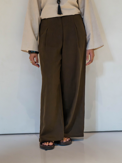 ELIO PLEATED TROUSERS - SABLE
