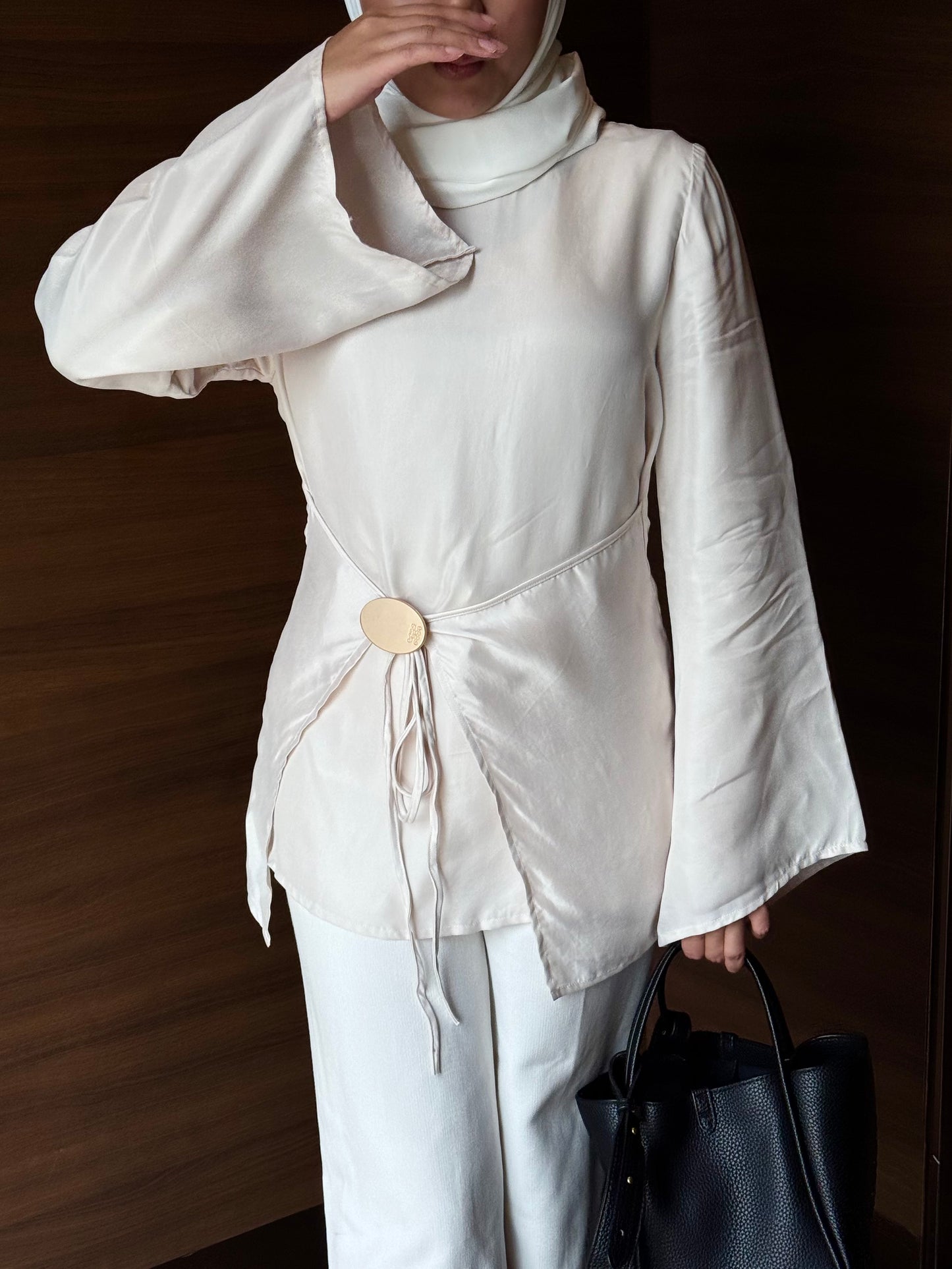 Solene Tie Waist Top - Ivory