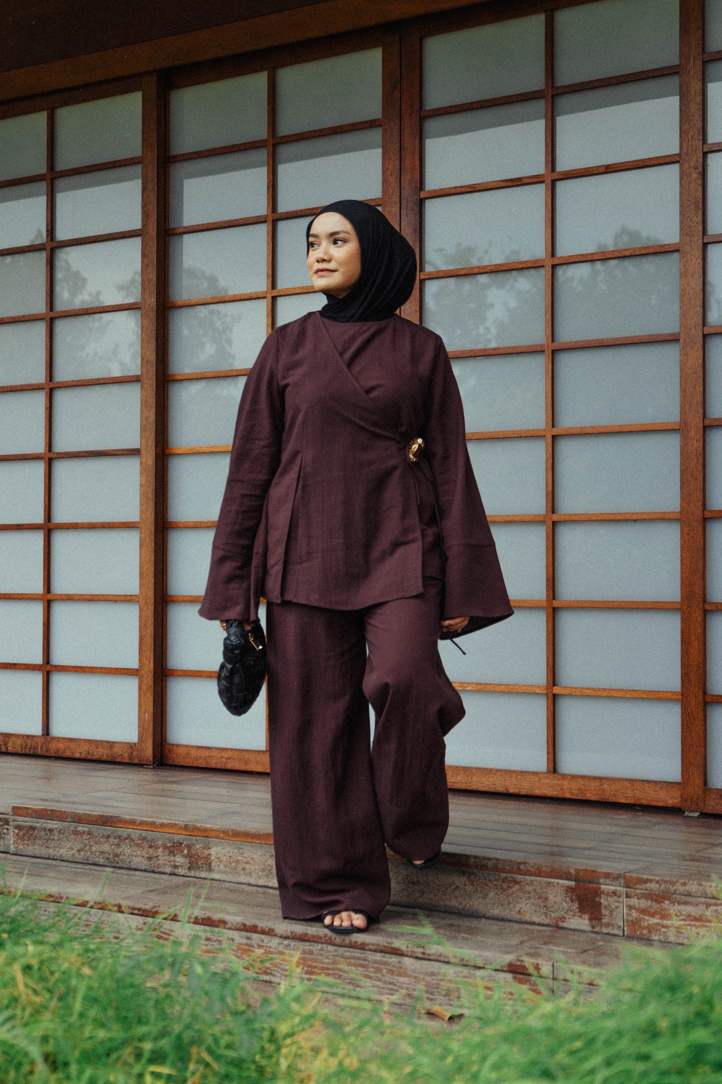 Amara Kimono Trouser Set - Mahogany