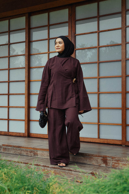 Amara Kimono Trouser Set - Mahogany