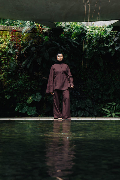 Amara Kimono Trouser Set - Mahogany