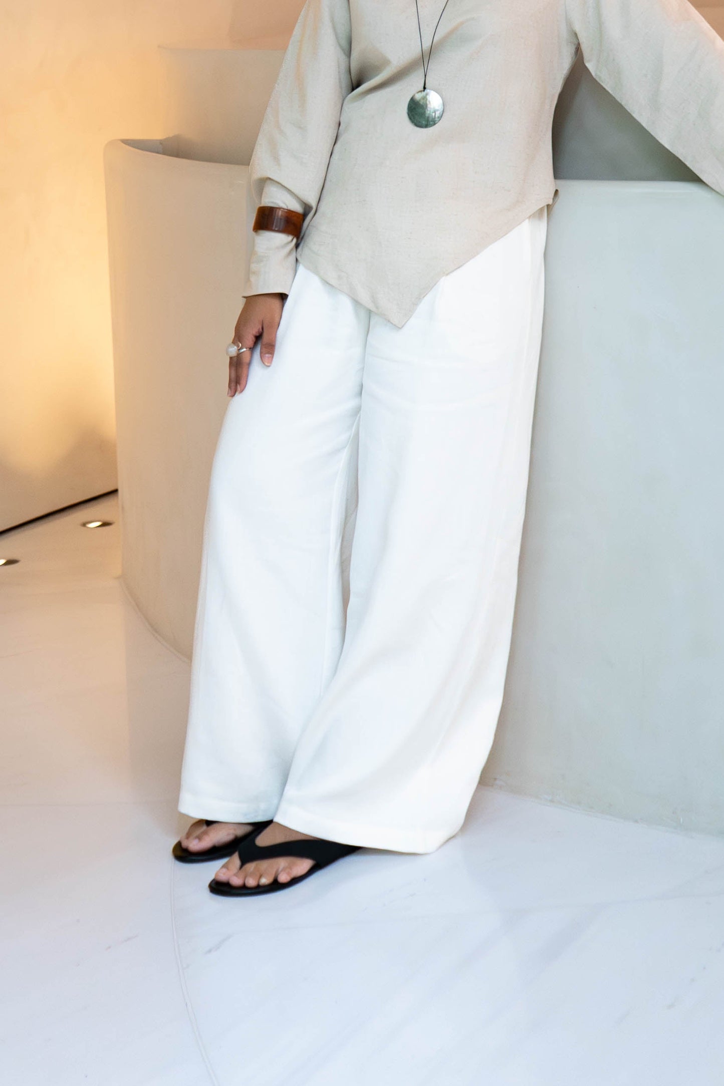 ELIO PLEATED TROUSERS - BLANC
