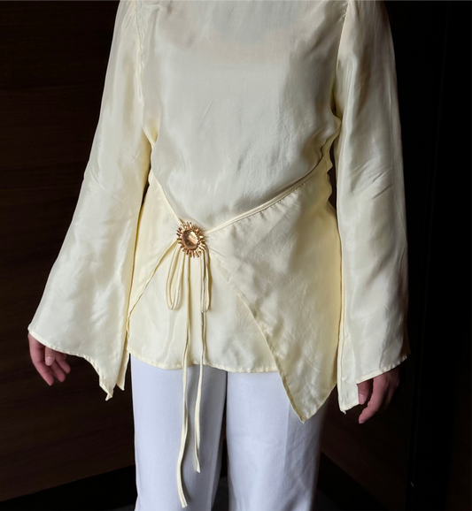 Solene Tie Waist Top - Butter