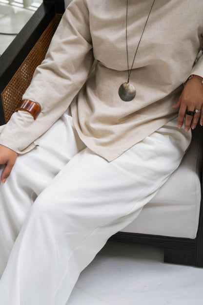 ELIO PLEATED TROUSERS - BLANC