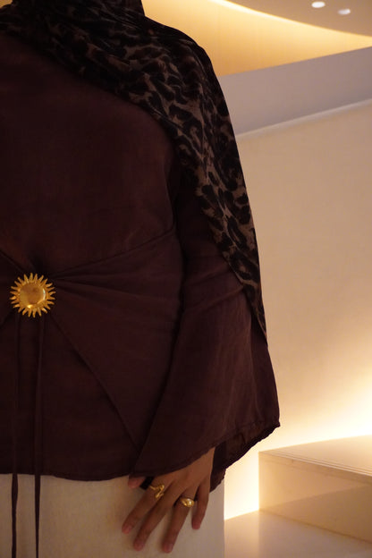 Solene Tie Waist Top - Mahogany