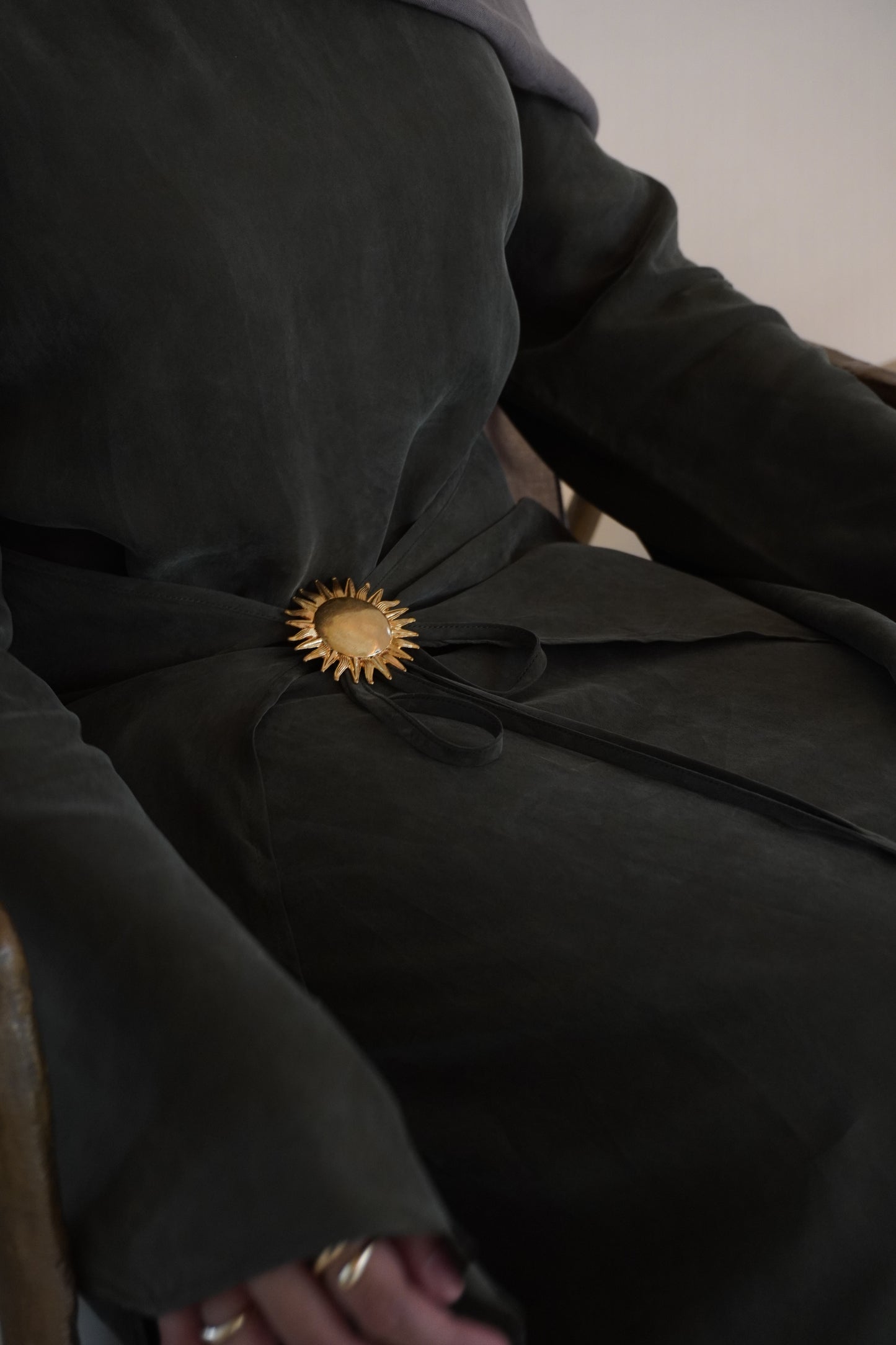 Soleia Tie Waist Dress - Thyme