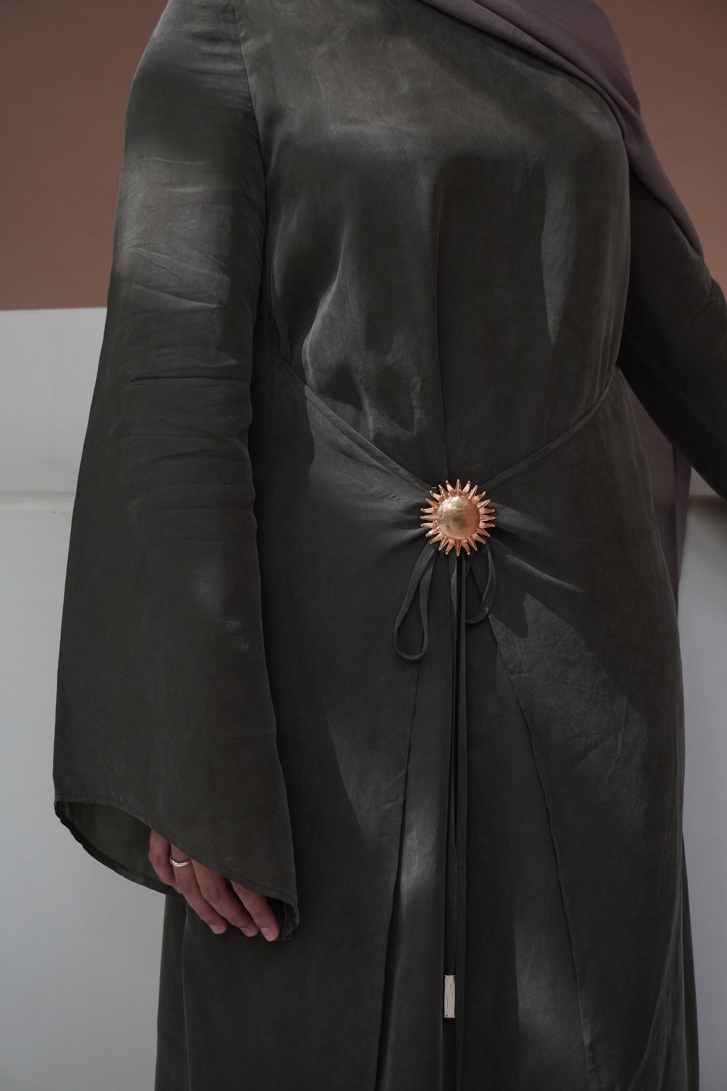Soleia Tie Waist Dress - Thyme