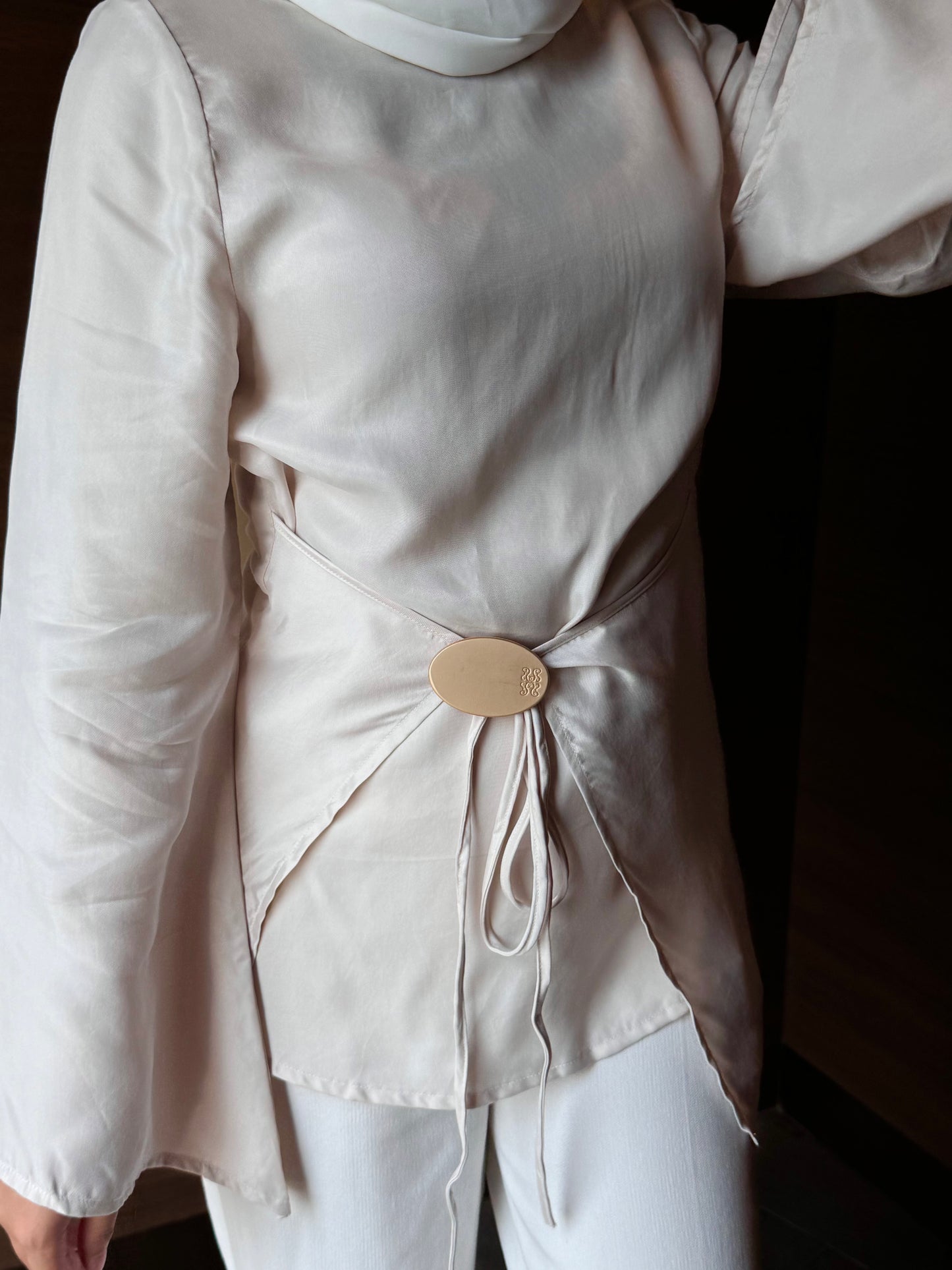 Solene Tie Waist Top - Ivory