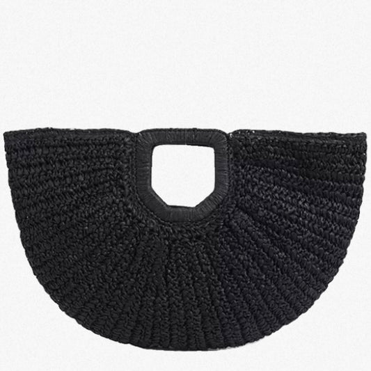 LUNAIRE STRAW BAG - RAVEN