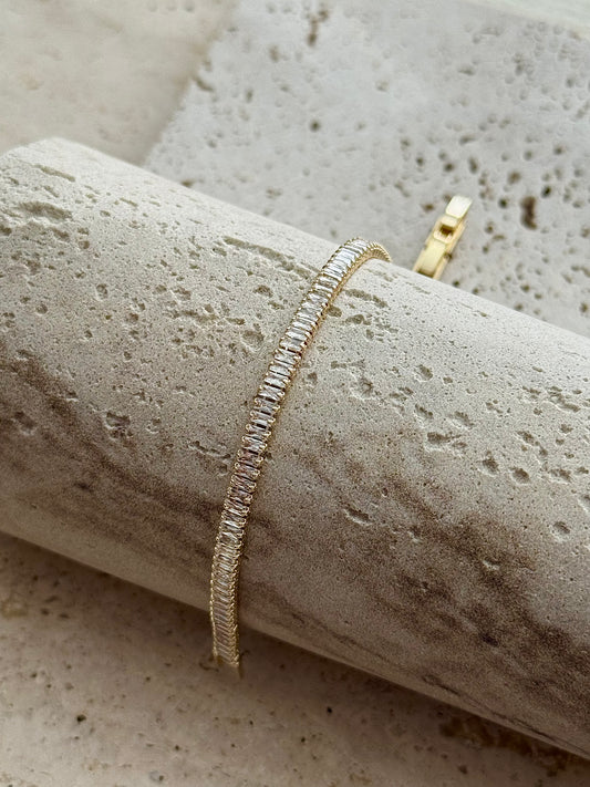 SLIM PLATE TENNIS BRACELET - GOLD