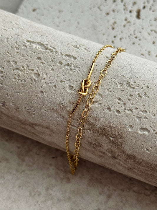 BAR KNOT CHAIN BRACELET - GOLD