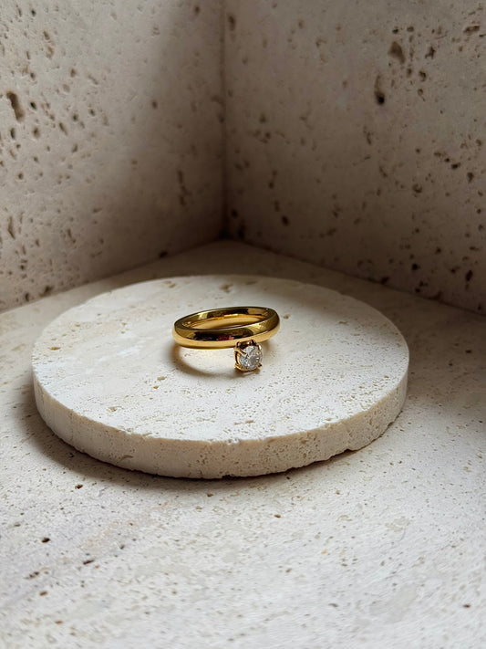 ROUND CORE HALO RING - GOLD