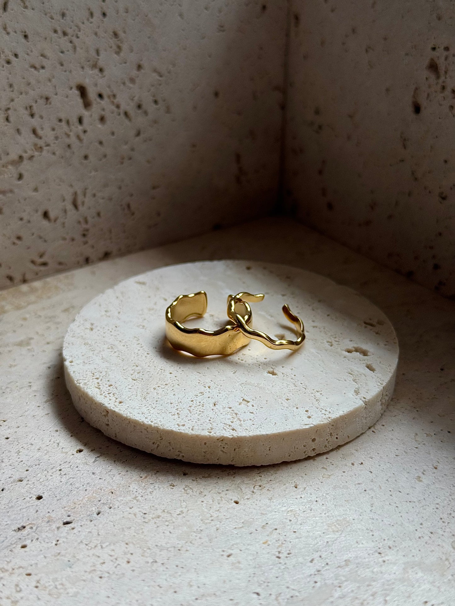 WAVE EDGE RING SET - GOLD