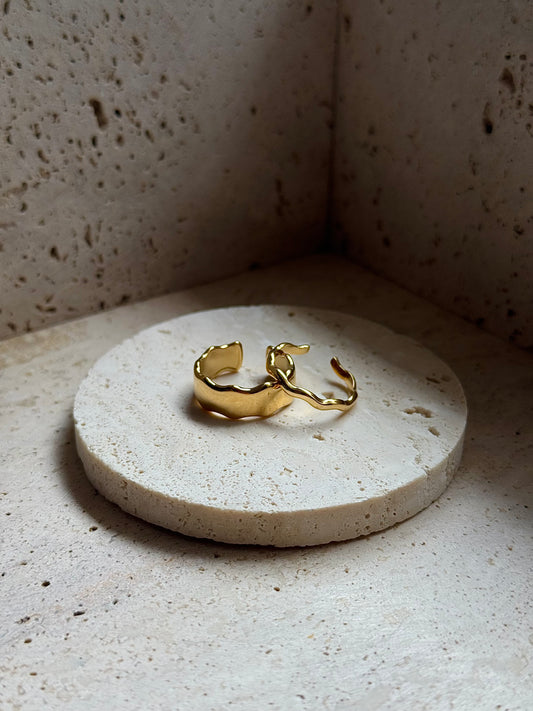 WAVE EDGE RING SET - GOLD