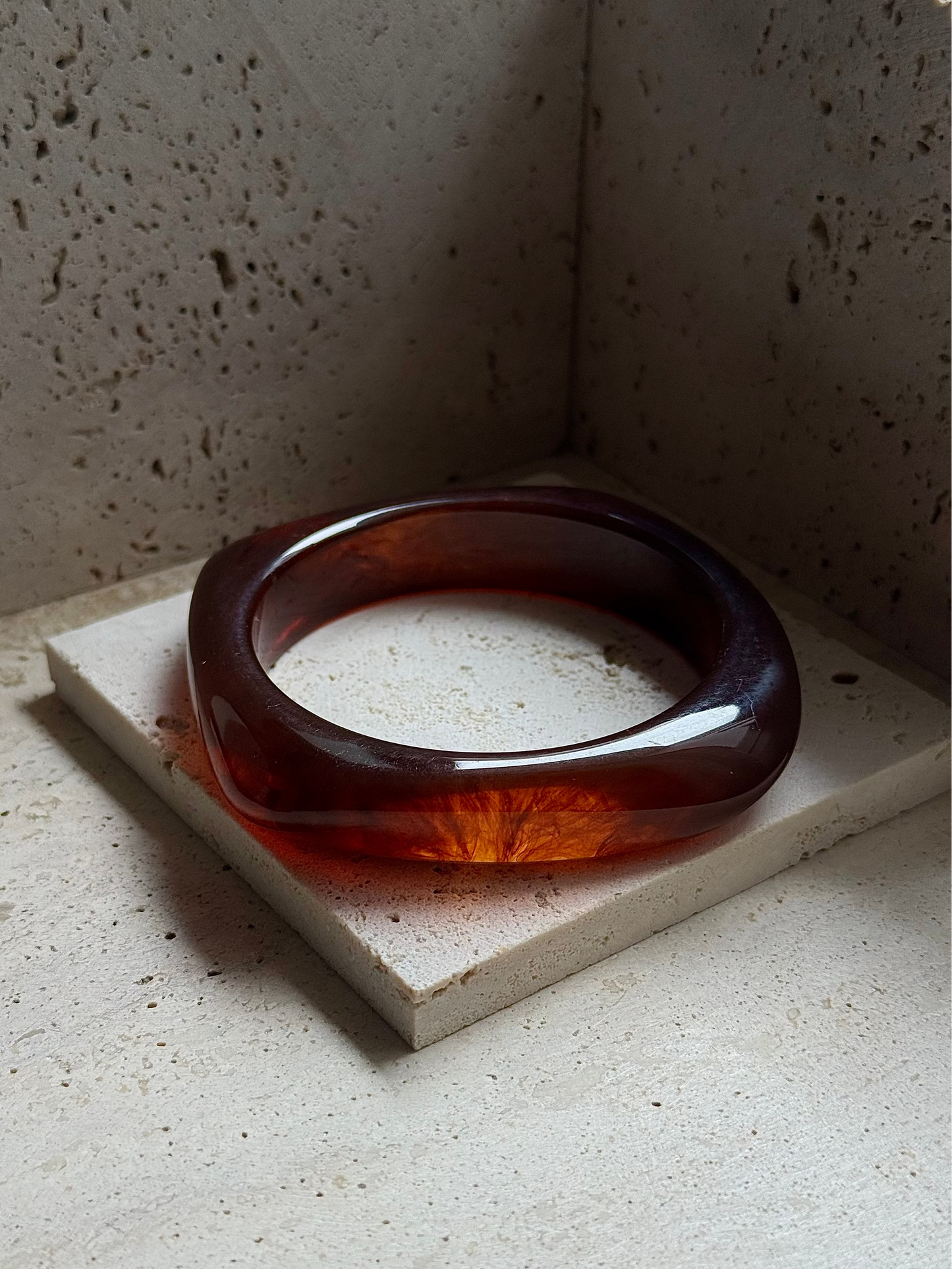 IRREGULAR RESIN BANGLE - AMBER