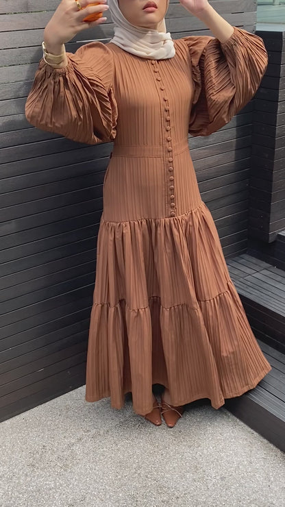 Wilcox Tiered Dress - Saddle
