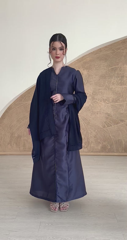 Alaia Dress & Shawl Set - Midnight